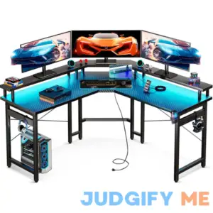 ODK L Shaped Gaming Desk with LED Lights & Power Outlets 51" Computer Desk with Full Monitor Stand