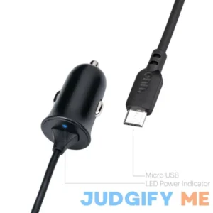Onn. 2.4a Car Charger Built-in Micro-USB Cable Compatible with Mobile Devices with a Micro USB Port