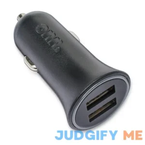 Onn. Dual-Port Car Charger Black
