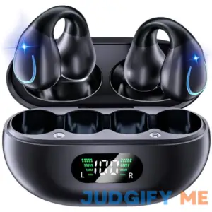 Open Ear Bone Conduction Headphones Wireless Earbuds Bluetooth 5.3 Clip On Earbuds with LED Display Charging Case 60 Hours Playtime Earphones IPX7