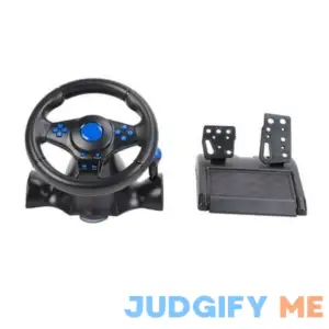 Otviap Game Steering Wheel 180 Rotation 7 in 1 Vibration USB Racing Game Wheel with Pedal for PC