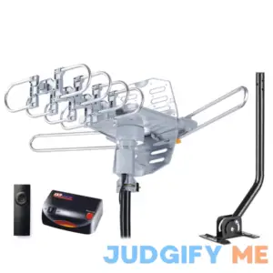 PBD WA-2608 Digital Amplified Outdoor HD TV Antenna with Mounting Pole & 40 ft RG6 Coax Cable 150 Miles Range Wireless Remote Rotation Support 2TVs