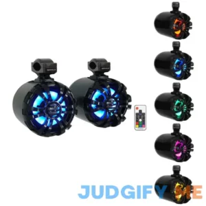 Pair Rockville WB65KLED 6.5" 600w Black Marine Wakeboard LED Tower Speakers+Remote