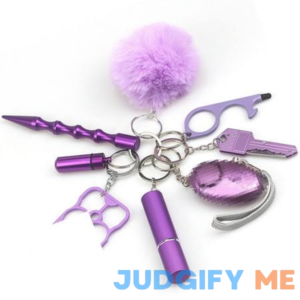 People's Clothing 8 Pcs Protective Keychain Set Portable Fashionable Safety Keychain Set for Women Teenagers Purple