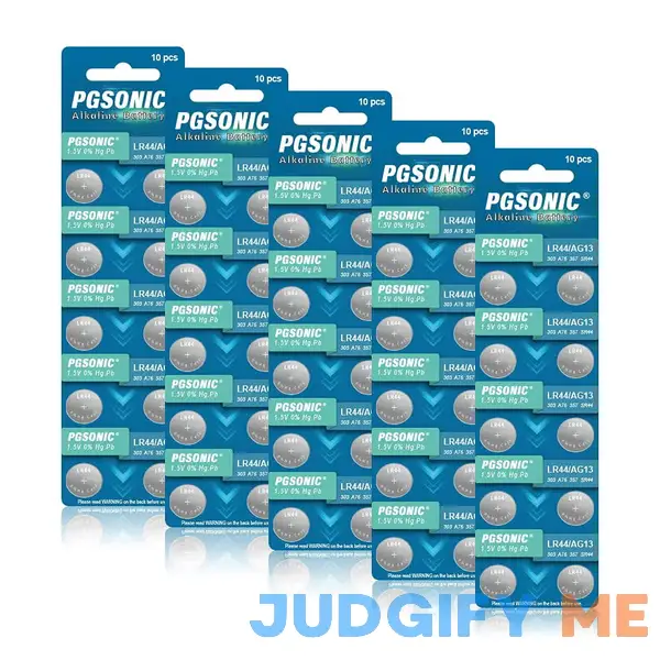 Pgsonic 50 Pack Lr44 Batteries 1.5 Volt Alkaline Button Cell Batteries with Long Lasting Power Pgsonic 50 Pack Lr44 Batteries 1.5 Volt Alkaline Button Cell Batteries with Long Lasting Power