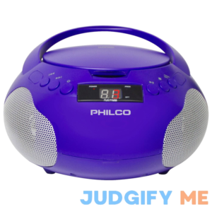 Philco Portable CD Player Boombox with Speakers and Am Fm Radio Black Boom Box compatible with CD-r/CD-rw and Audio CD