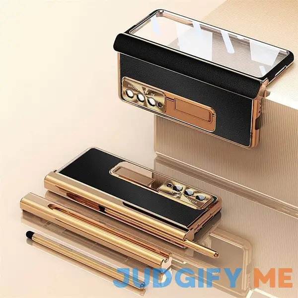 Phone Case Plating Leather Case For Samsung Galaxy Z Fold 6 Z Fold 5 Z Fold 4 Fold 3 Magnetic Kickstand with Pencil Holder(without Pen) Carbon Fibe Phone Case Plating Leather Case For Samsung Galaxy Z Fold 6 Z Fold 5 Z Fold 4 Fold 3 Magnetic Kickstand with Pencil Holder(without Pen) Carbon Fibe