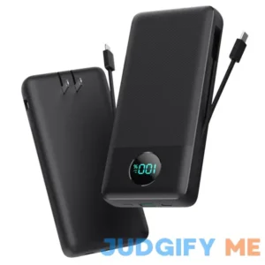 Portable Charger 33800mAh USB C Power Bank with Built-in Cables & AC Wall Plug