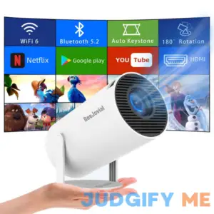 Portable Projector WiFi Bluetooth: Auto Keystone Mini projector for IOS Android Phone Laptop TV Stick HDMI USB (HY300)