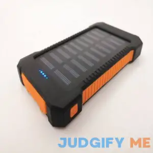 Power Bank Charger 20000mAh Wireless Solar Power Bank 2 USB LED Portable Waterproof Battery Charger with Phone Holder Orange& Green
