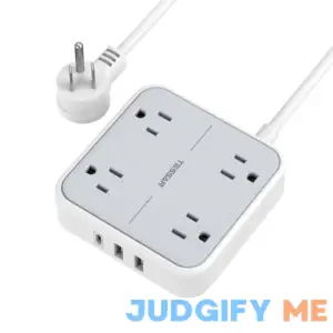 Power Strip with USB C Fast Charging PD 20w Tessan 5 ft Extension Cord Flat Plug with 4 Outlets 3 USB Ports