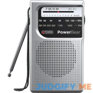 PowerBear Portable Radio AM/FM 2AA Battery Operated with Long Range Reception for Indoor