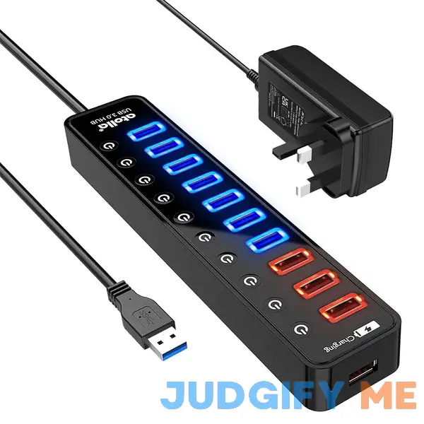 Powered USB 3.0 Hub Atolla USB 3.0 Data Hub 11 Ports 7 USB 3.0 Data Ports + 4 Smart Charging Port with Individual On/Off Switches and 12V/4A Power Powered USB 3.0 Hub Atolla USB 3.0 Data Hub 11 Ports 7 USB 3.0 Data Ports + 4 Smart Charging Port with Individual On/Off Switches and 12V/4A Power