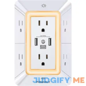 Powrui 6-Outlet Surge Protector with 2 USB Charging Ports (Total 2.4A)