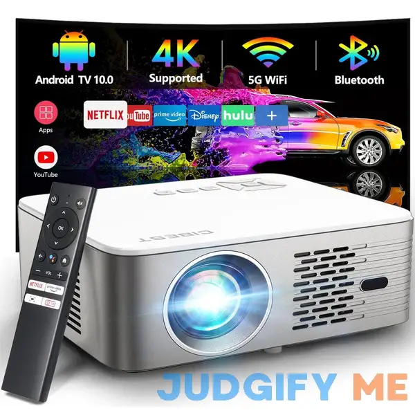 Projector 4K Support with 5G WiFi Bluetooth CIBEST Android TV 10 Native 1080P Full-Sealed Optical Engine Home Movie Outdoor Projector with Netflix Projector 4K Support with 5G WiFi Bluetooth CIBEST Android TV 10 Native 1080P Full-Sealed Optical Engine Home Movie Outdoor Projector with Netflix