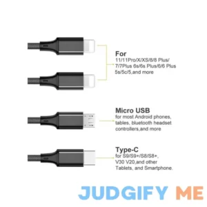 Puxnoin Multi Charging Cable Multi Charger Cable 2Pack 4FT Nylon Braided Universal 4 in 1 Multiple USB Cable Fast Charging Cord Adapter with Type-C