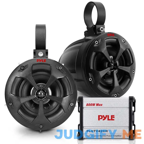 Pyle 800W Marine Speakers with Amplifier 4" Waterproof Full Range Water Resistant Stereo Tower Speakers System with RCA Pyle 800W Marine Speakers with Amplifier 4" Waterproof Full Range Water Resistant Stereo Tower Speakers System with RCA