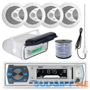 Pyle PLMRB29W Single-DIN In-Dash Digital Marine Stereo Receiver with Bluetooth