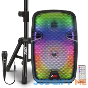 QFX Rechargeable Bluetooth Portable Speaker with Liquid Motion Party Lights