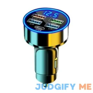 Rdrkr 5 Port Fast Charger Cigarette Lighter Adapter with LED Digital Display/ Voltage Monitor