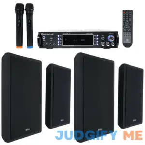 Rockville 1000W Bluetooth Receiver+(4) Wall Speakers+Mics 4 Restaurant/Bar/Cafe