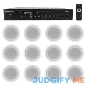 Rockville Commercial 70v Amp+12) White 5" Ceiling Speakers 4 Restaurant/Bar/Cafe