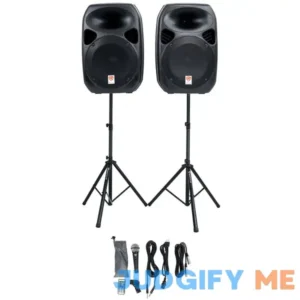 Rockville RPG122K 12" Portable PA System 2 Powered Speakers Bluetooth+Mic+Stands