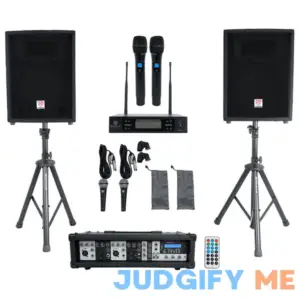 Rockville RPG2X10 Powered Bluetooth Mixer+(2) 10" Speakers+Stands+Wireless Mics