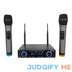 Rockville RWM72U Dual UHF Wireless Handheld Microphone System Digital Display