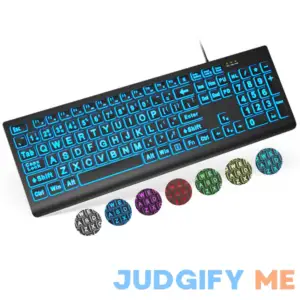 SABLUTE Large Print Backlit Keyboard Wired USB Lighted Computer Keyboards with 7-Color & 4 Modes Backlit