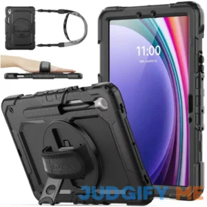 SEYMAC stock for Samsung Galaxy Tab S9/ S9 FE 5G Tablet Case 2023 with Screen Protector Pencil Holder [360 Rotating Hand Strap] &Stand