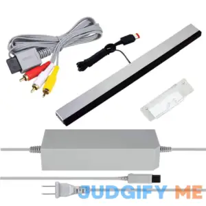 SSIOIZZ 3 in 1 Wii AC Power Adapter + Composite Audio Video Cable and Wired Motion Sensor Bar Compatible with Nintendo Wii