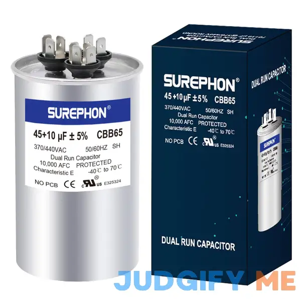 SUREPHON CBB65 Run Capacitor for ac 45/10 uf 45+10 MFD Dual 370-440 Volt SUREPHON CBB65 Run Capacitor for ac 45/10 uf 45+10 MFD Dual 370-440 Volt