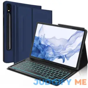 Samsung Galaxy Tab S7 FE / S8 Plus (5G) Case with Keyboard- 12.4 Inch Slim Folio Smart Cover with S Pen Holder - Backlit Detachable Bluetooth