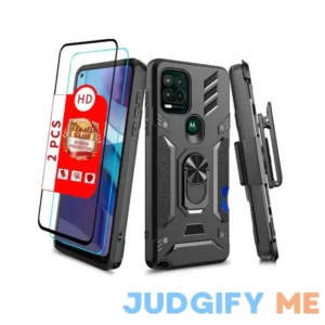 Shockproof Military Grade Drop Tested Phone Case with Ring Holster Belt Clip Card Holder Screen Protector Fits for Moto G Stylus 5G