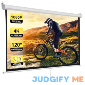 Smartxchoices 120" HD Manual Projector Screen 1:1 Format with Auto Lock Anti-Crease Home Theater Office Wall Mounted Ceiling Pull Down Projection