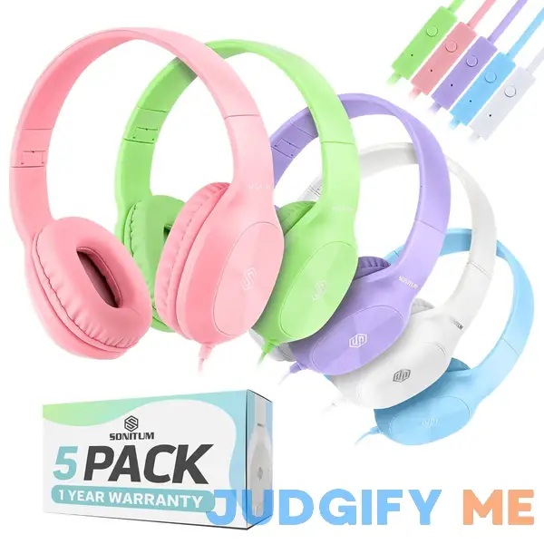 Sonitum Kids Headphones for School Bulk 5-pack On-ear Sonitum Kids Headphones for School Bulk 5-pack On-ear