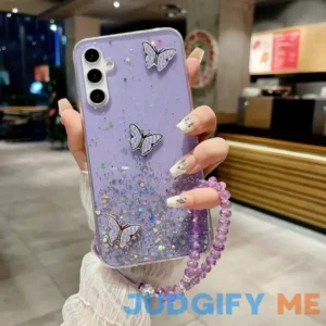 Starry For Galaxy A15 A25 S23FE Sparkling Butterfly Handrope Phone Case
