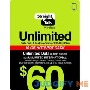 Straight Talk's $60 Unlimited International 30-Day Prepaid Plan + 10gb Hotspot Data Top Up
