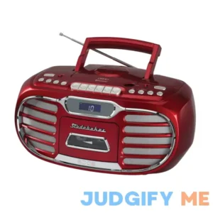 Studebaker Retro Edge Big Sound Bluetooth Boombox with CD/Cassette Player-Recorder/AM-FM Stereo Radio