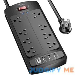 Surge Protector Power Strip Flat Plug Extension Cord with 8 Outlets and 4 USB