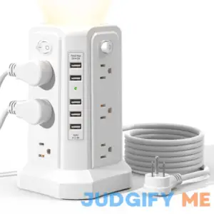 Surge Protector Power Strip Tower with 5 USB Ports and Night Light