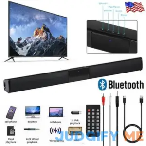 Surround Sound Bar 4 Speaker System Wireless Bluetooth Subwoofer TV Home Theater with Remote Control