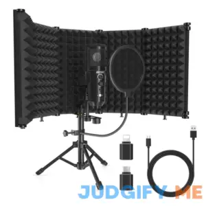 SwaykTech Studio Recording Microphone Isolation Shield with Pop Filter and Metal Tripod Stand