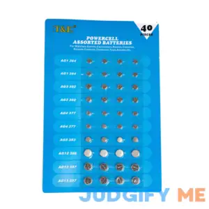 T & E 40 Piece Powercell Assorted Batteries for Watches Games Calculators Radios Cameras Remote Controls Childrens Toys Alarms