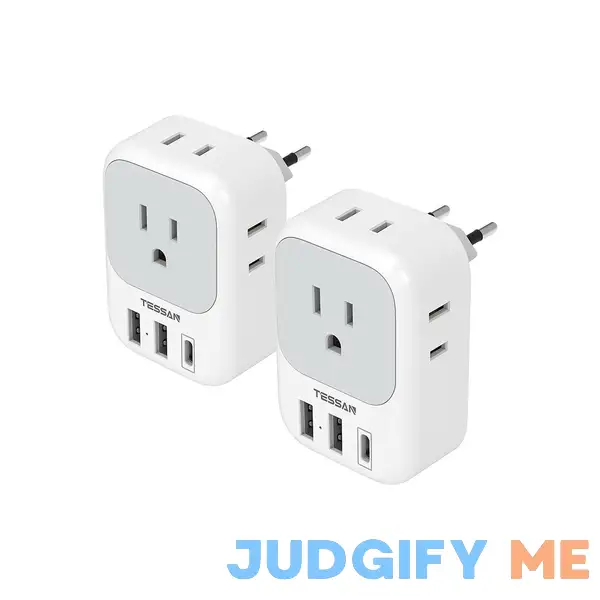 TESSAN EU Plug Adapter with 4 Outlets 3 USB Charger TESSAN EU Plug Adapter with 4 Outlets 3 USB Charger