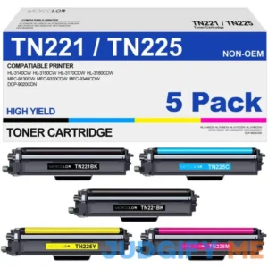 TN221 TN225 Toner Cartridge High Yield Replacement for Brother TN 221 TN 225 Compatible with MFC-9130CW HL-3170CDW HL-3140CW HL-3180CDW MFC-9330CDW