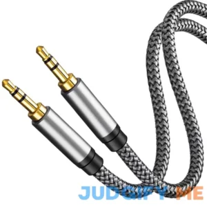 Tan QY Nylon Braided Aux Cable 3.5mm Male to Male Auxiliary Audio Stereo Cord Compatible with Car