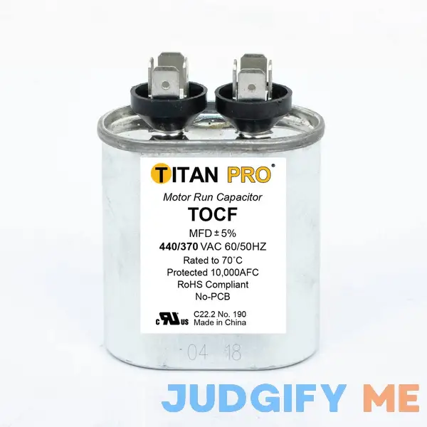 Titan Pro TOCF5 5 MFD Oval Motor Run Capacitor Titan Pro TOCF5 5 MFD Oval Motor Run Capacitor