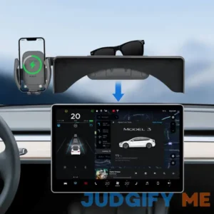 Topfit for Tesla Model 3 Y Monitor Phone Mount and Sunglasses case Fixed Clip Safety Car Cell Phone Holder Stand for Tesla Accessories